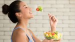 Girl eating a salad